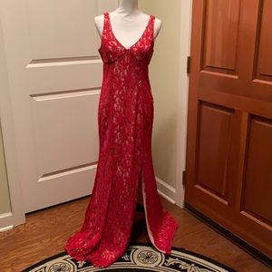 Red lace formal gown